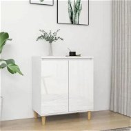 Detailed information about the product Sideboard&Solid Wood Legs High Gloss White 60x35x70cm Engineered Wood