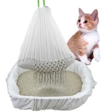 Sifting Cat Litter Box Liners Bags with Holes-Drawstring Scratch Resistant Waste (94x45.6cm,7Pack)