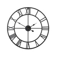 Detailed information about the product Silent Wall Clock Large Non Ticking Metal Round Modern Decor Living Room Bedroom Kitchen Outdoor 60cm Black Roman Number Stylish Timepiece Home Accent