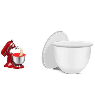 Silicone Bowl Liner for KitchenAid Tilt Head 5QT Mixers, 1 Liner and 1 Lid Included, Leak Proof Sealing Design, Not for Bowl-Lift Models, White