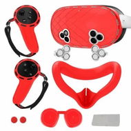 Detailed information about the product Silicone Cover Set for Meta Quest 3s Accessories,VR Protective Set for Oculus Quest 3s with Face Cover, VR Shell, Controller Grip, Joystick Caps(Red)