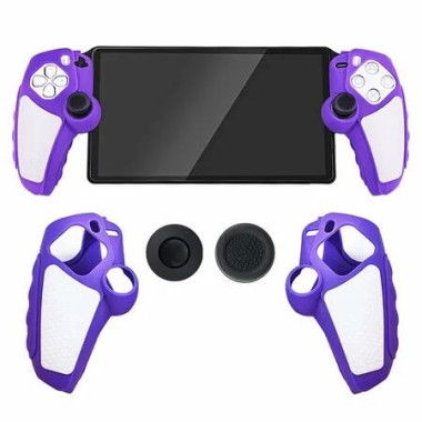 Silicone Grip Cover Case for PlayStation Portal, Anti-Slip Controller Protective Sleeve Ergonomic Case with 2 Thumb Grip Caps (Purple)