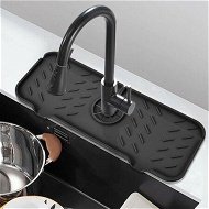 Detailed information about the product Silicone Kitchen Faucet Mat, Sink Splash Guard, Bathroom Faucet Water Collector Mat, Sink Drain Pad Behind Faucet, Kitchen Accessories (Black (14.6 x 5.5 Inch))