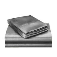 Detailed information about the product Silky Satin Quilt Cover Set Bedspread Dark Grey King