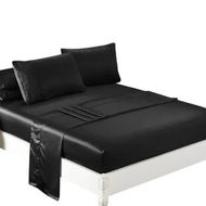 Detailed information about the product Silky Satin Sheets Fitted Double Black