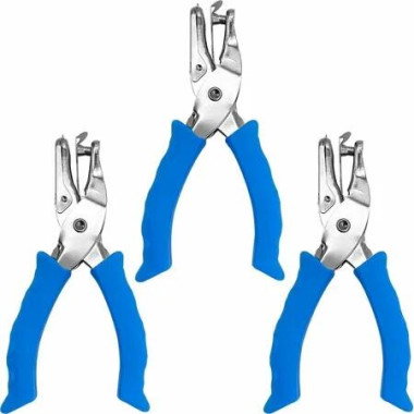 Single Hole Punch 6mm Paper Hole Puncher for Crafts,One Hole Puncher with Blue Soft Grip Handle,Handheld Circle Punch (3 Pack)
