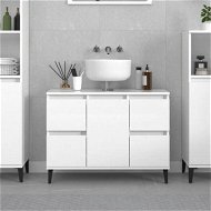 Detailed information about the product Sink Cabinet High Gloss White 80x33x60 Cm Engineered Wood
