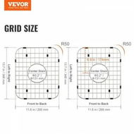 Detailed information about the product Sink Protector Grid 2PCS 13.7'x11.6' Stainless Steel Sink Grates Centered Drain Sink Grates w/ R50 Corner Radius Large Sink Bottom Grids Universal