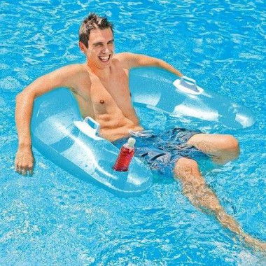 Sit Float Mat Seat Inflatable Raft Swimming Pool Lounge Colors May Vary