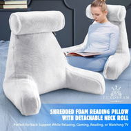 Detailed information about the product Sit Up Bed Pillow Set Reading Backrest Lounge Neck Support Husband Cushion Armrest Shredded Memory Foam Plush Fabric