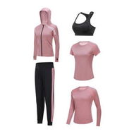 Detailed information about the product Size L 5PCS Yoga Gym Crop Top Compression Workout Athletic Short Long Sleeve Coat Pants