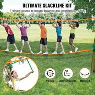 Detailed information about the product Slackline Kit with Training Line 18.3m Backyard Slack Line Equipment Easy Setup Tight Rope for Kids Adults Complete Slackline Set with Tree Protectors