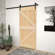 Detailed information about the product Sliding Door with Hardware Set 100x210 cm Solid Pine Wood