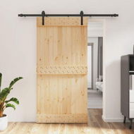 Detailed information about the product Sliding Door with Hardware Set 100x210 cm Solid Wood Pine