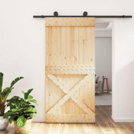 Detailed information about the product Sliding Door with Hardware Set 100x210 cm Solid Wood Pine