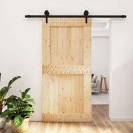 Detailed information about the product Sliding Door with Hardware Set 100x210 cm Solid Wood Pine