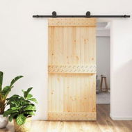 Detailed information about the product Sliding Door with Hardware Set 100x210 cm Solid Wood Pine