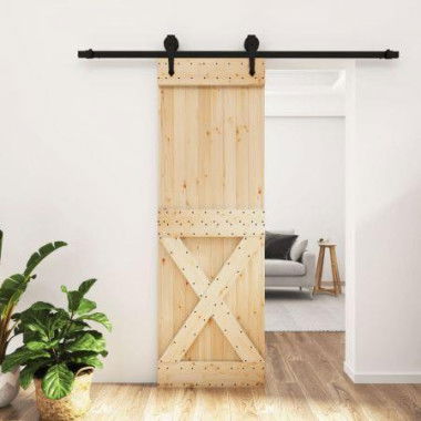 Sliding Door with Hardware Set 70x210 cm Solid Wood Pine