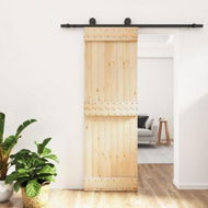 Detailed information about the product Sliding Door with Hardware Set 70x210 cm Solid Wood Pine