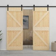 Detailed information about the product Sliding Door with Hardware Set 80x210 cm Solid Pine Wood