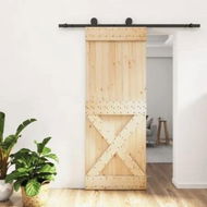 Detailed information about the product Sliding Door with Hardware Set 80x210 cm Solid Wood Pine