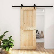 Detailed information about the product Sliding Door with Hardware Set 80x210 cm Solid Wood Pine