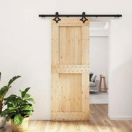 Detailed information about the product Sliding Door with Hardware Set 80x210 cm Solid Wood Pine