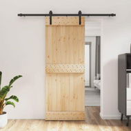 Detailed information about the product Sliding Door with Hardware Set 80x210 cm Solid Wood Pine