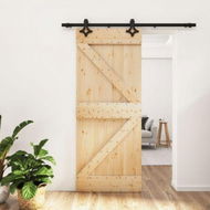 Detailed information about the product Sliding Door with Hardware Set 85x210 cm Solid Wood Pine