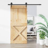 Detailed information about the product Sliding Door with Hardware Set 90x210 cm Solid Wood Pine