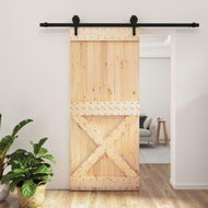 Detailed information about the product Sliding Door with Hardware Set 90x210 cm Solid Wood Pine