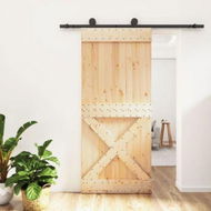 Detailed information about the product Sliding Door with Hardware Set 90x210 cm Solid Wood Pine