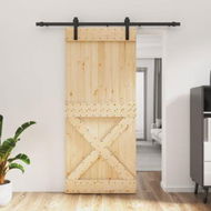 Detailed information about the product Sliding Door with Hardware Set 90x210 cm Solid Wood Pine