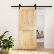 Detailed information about the product Sliding Door with Hardware Set 90x210 cm Solid Wood Pine