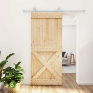 Detailed information about the product Sliding Door with Hardware Set 90x210 cm Solid Wood Pine