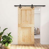 Detailed information about the product Sliding Door with Hardware Set 90x210 cm Solid Wood Pine