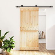 Detailed information about the product Sliding Door with Hardware Set 90x210 cm Solid Wood Pine