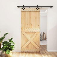 Detailed information about the product Sliding Door with Hardware Set 90x210 cm Solid Wood Pine