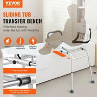 Detailed information about the product Sliding Tub Transfer Bench Shower Chair & Cut-Out Seat Reversible Backrest