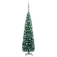 Detailed information about the product Slim Artificial Pre-lit Christmas Tree with Ball Set Green 240 cm