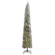 Detailed information about the product Slim Christmas Tree 300 LEDs & Ball Set & Flocked Snow 270 cm