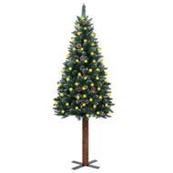 Detailed information about the product Slim Pre-lit Christmas Tree with Real Wood&White Snow Green 150 cm