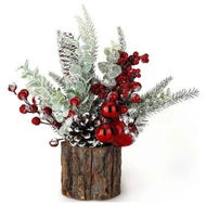 Detailed information about the product Small Christmas Tree Tabletop Artificial Mini Christmas Tree Decorations with Holiday Ornaments Red Berry Pine Cone Greenery for Home Indoor