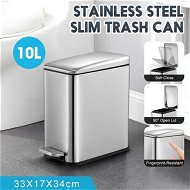 Detailed information about the product Small Garbage Can Rubbish Pedal Bin Recycling Trash Waste Stainless Steel Rectangular Trashcan Soft Closing Kitchen House Indoor 10L