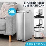 Detailed information about the product Small Garbage Can Rubbish Pedal Bin Recycling Trash Waste Stainless Steel Rectangular Trashcan Soft Closing Kitchen House Indoor 20L