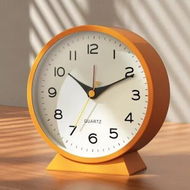 Detailed information about the product Small Retro Desk Clock Battery Operated, Slient Metal Table Clock with Light for Living Room Bedroom Decor (Orange)
