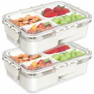 Detailed information about the product Small Snackle Box Container,Divided Serving Tray with Lid,4 Compartment Snack Box Container for Candy,Fruits,Charcuterie,Travel & Parties,White