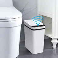 Detailed information about the product Smart Bathroom Trash Can Garbage Bin - Touchless, 2.2 Gallon, Motion Sensor, Waterproof, Narrow (White)