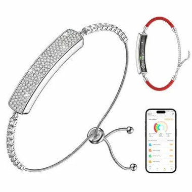 Smart Bracelet for Women,Fitness Tracker Sleep Monitor,5ATM Waterproof Activity Tracker, Crystal Smart Bracelet,Valentine's Mother's Day Gift(Silver)