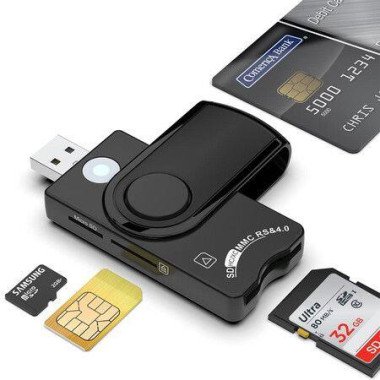 Smart Card + SD + TF + SIM Card 4-in-1 Multi-Function Card Reader For Micro SD/Micro SDHC/Micro SDXC SD/SDHC/SDXC